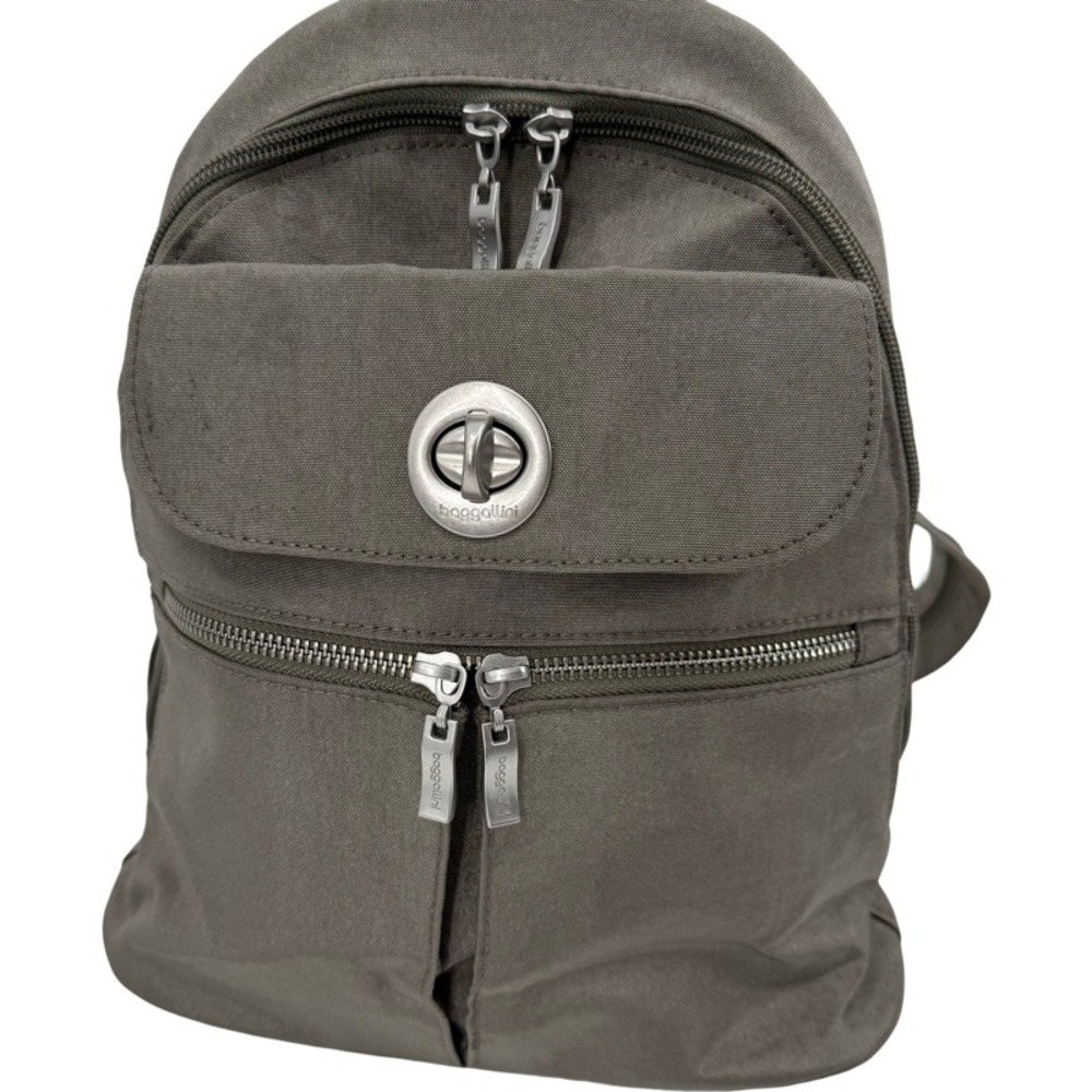 BAGGALLINI Naples Small Backpack Sling Bag‎ Gray Nylon Convertible Travel Mini